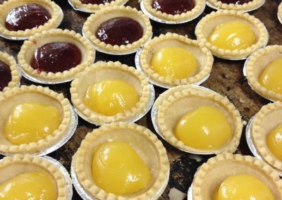 Jam & lemon tarts in production