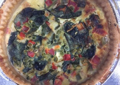 Large quiche flavours: spanish/ ham/ mushroom/ broccoli/ cheese & tomato