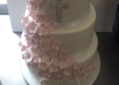 3 Tier Pink Flowers Cake