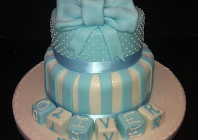 2 Tier Blue Bow