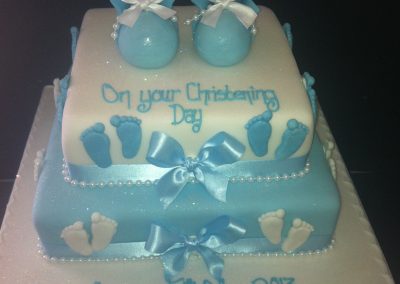 2 Tier Blue Shoe Cake