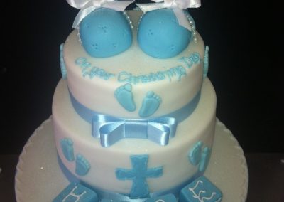 2 Tier Blue Shoe Cake